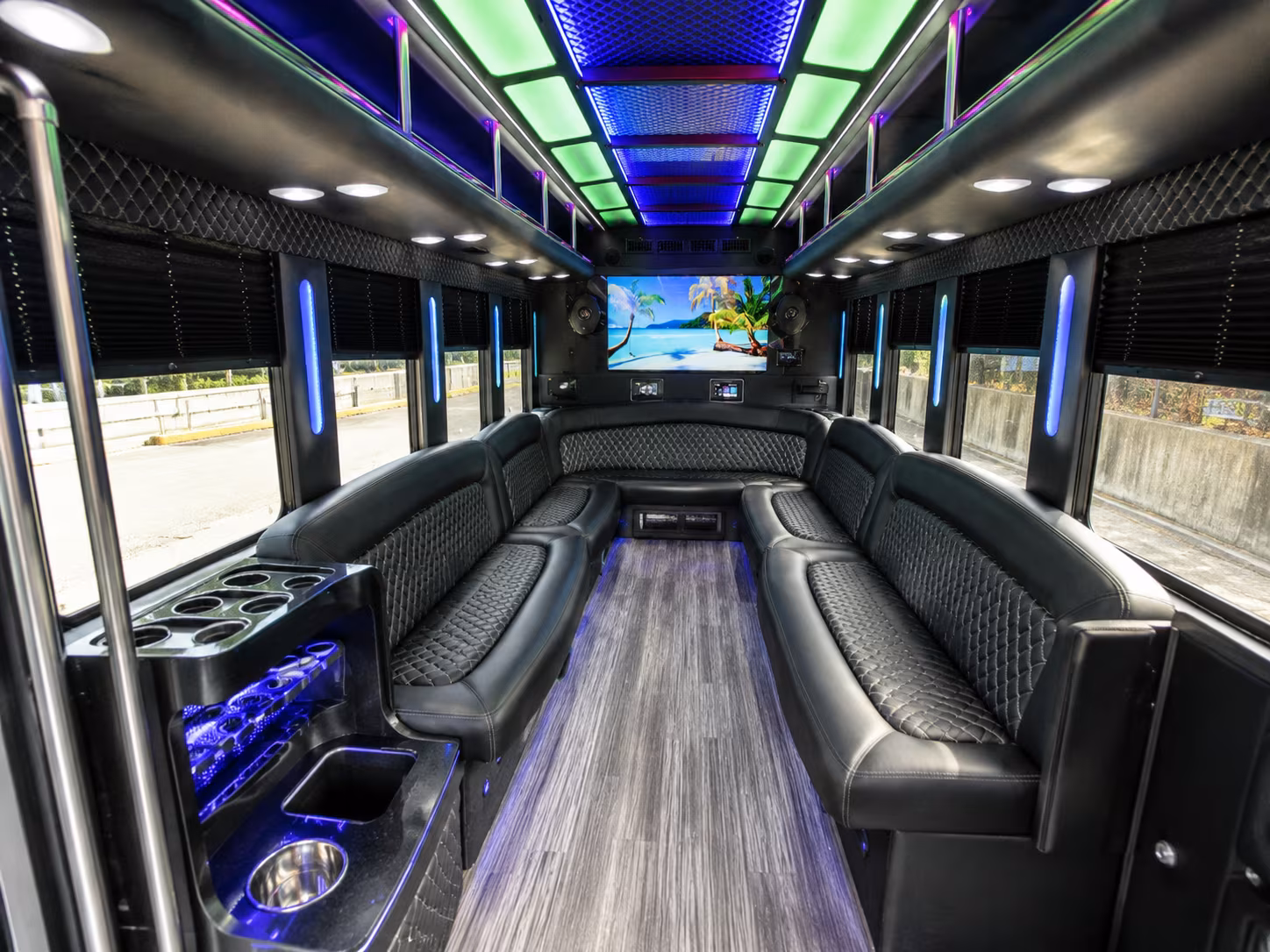 biloxi 18 passenger party bus inside